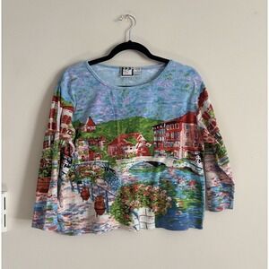 Y2K Take Two Womens Large Shirt Cityscape Waterfront Venice Graphic T 90s 2000s